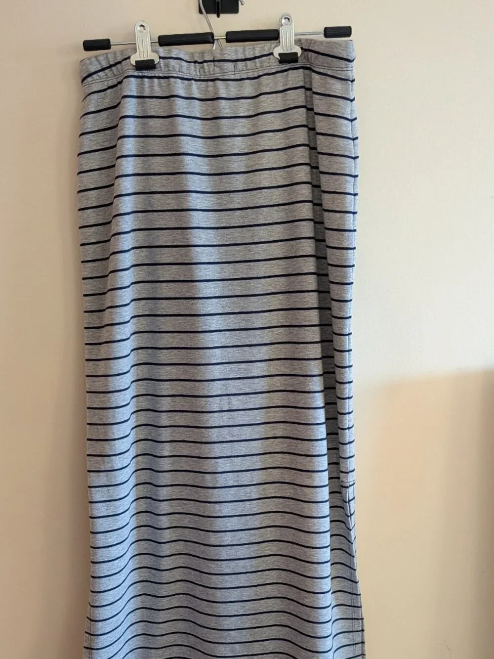 Gap Maxi Cotton Jersey Skirt, Grey with Navy Stripes, Elastic Waist, Sz M - Picture 3 of 6